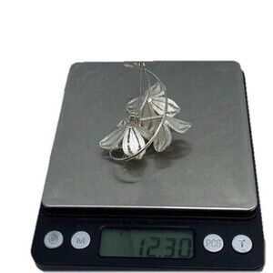 Tested Vintage Filigree 925 Silver Gemstone Brooch Floral In Bloom